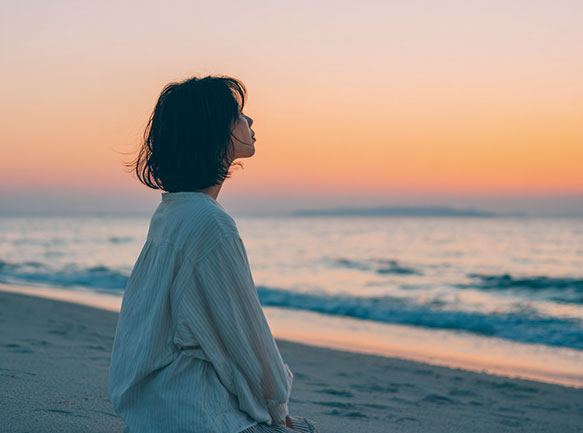 天草の白鶴浜で行う瞑想体験